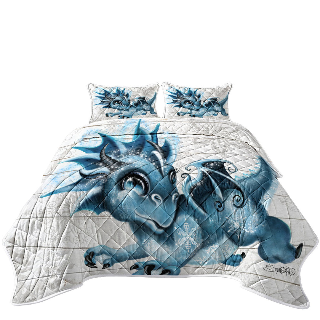 Cute Snowflakes Winter Lil Dragon Coverlet