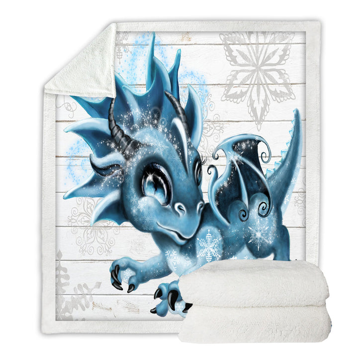 Cute Snowflakes Winter Lil Dragon Lightweight Blankets