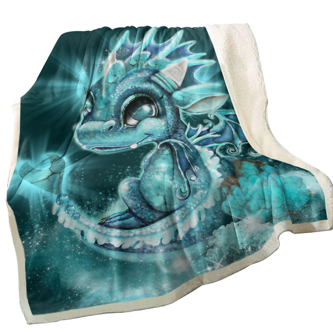 Cute Sofa Blankets Gift December Turquoise Birthstone Lil Dragon