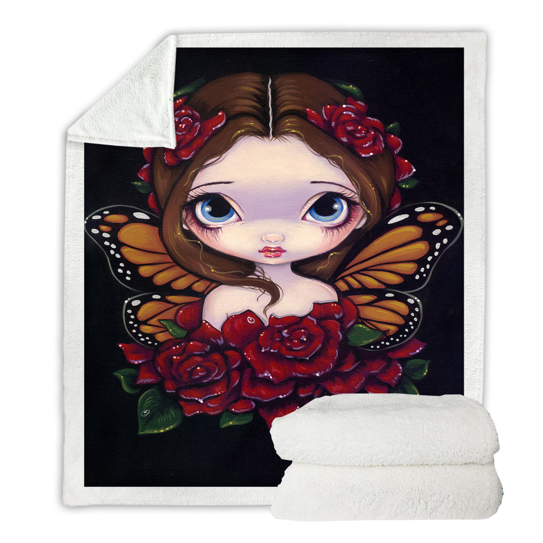 Cute Sofa Blankets Girls Painting the Butterfly Rose Fairy