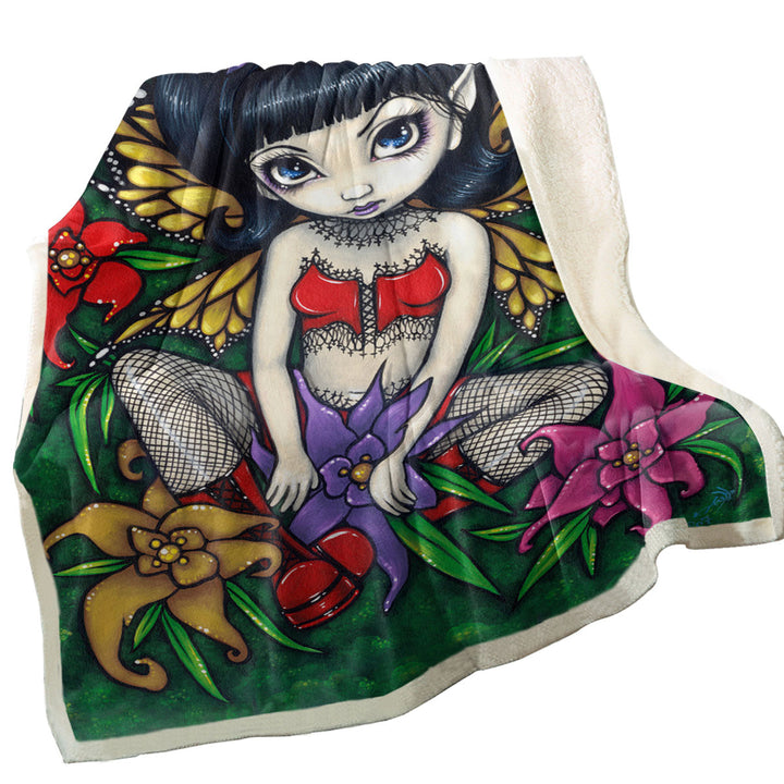 Cute Sofa Blankets Goth Fairy Fishnets and Flowers