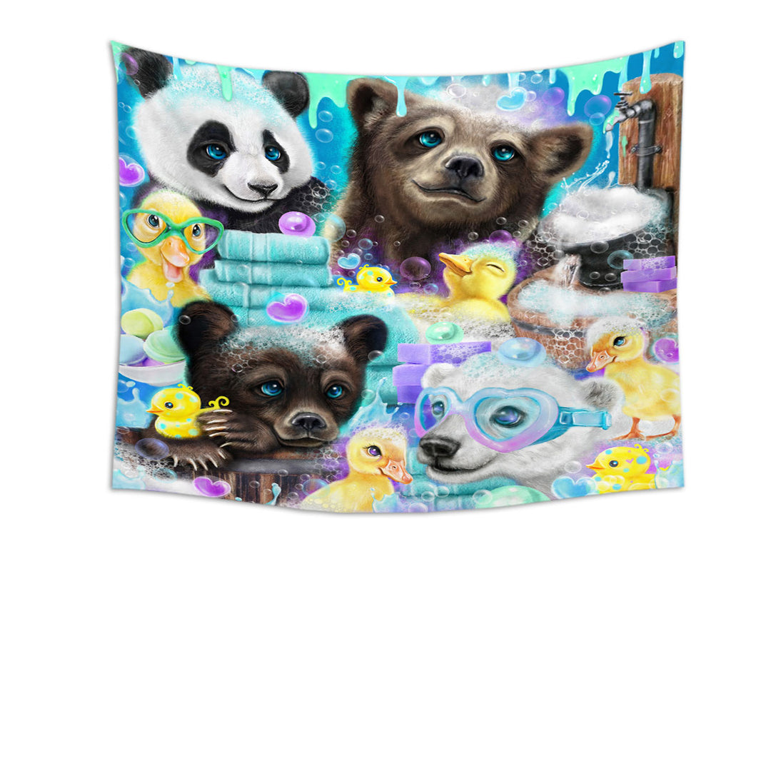 Cute Tapestries with Bears and Ducks Bath Scrub a Dub Cubs