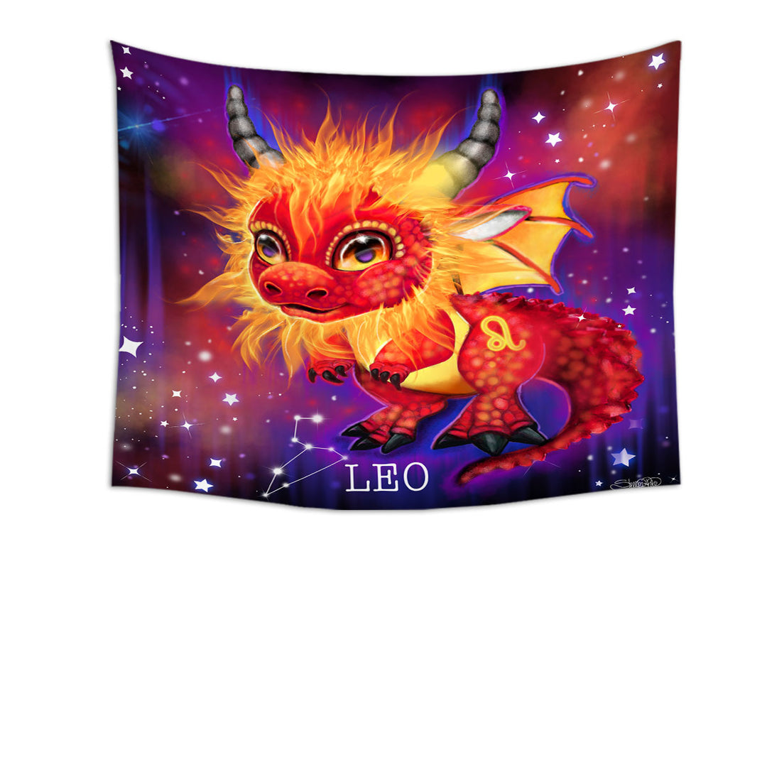 Cute Tapestry Wall Decor Fantasy Art Leo Lil Dragon