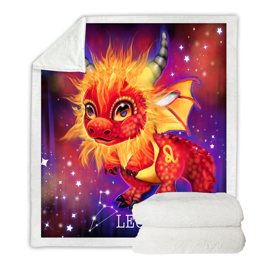 Cute Throw Blanket Fantasy Art Leo Lil Dragon