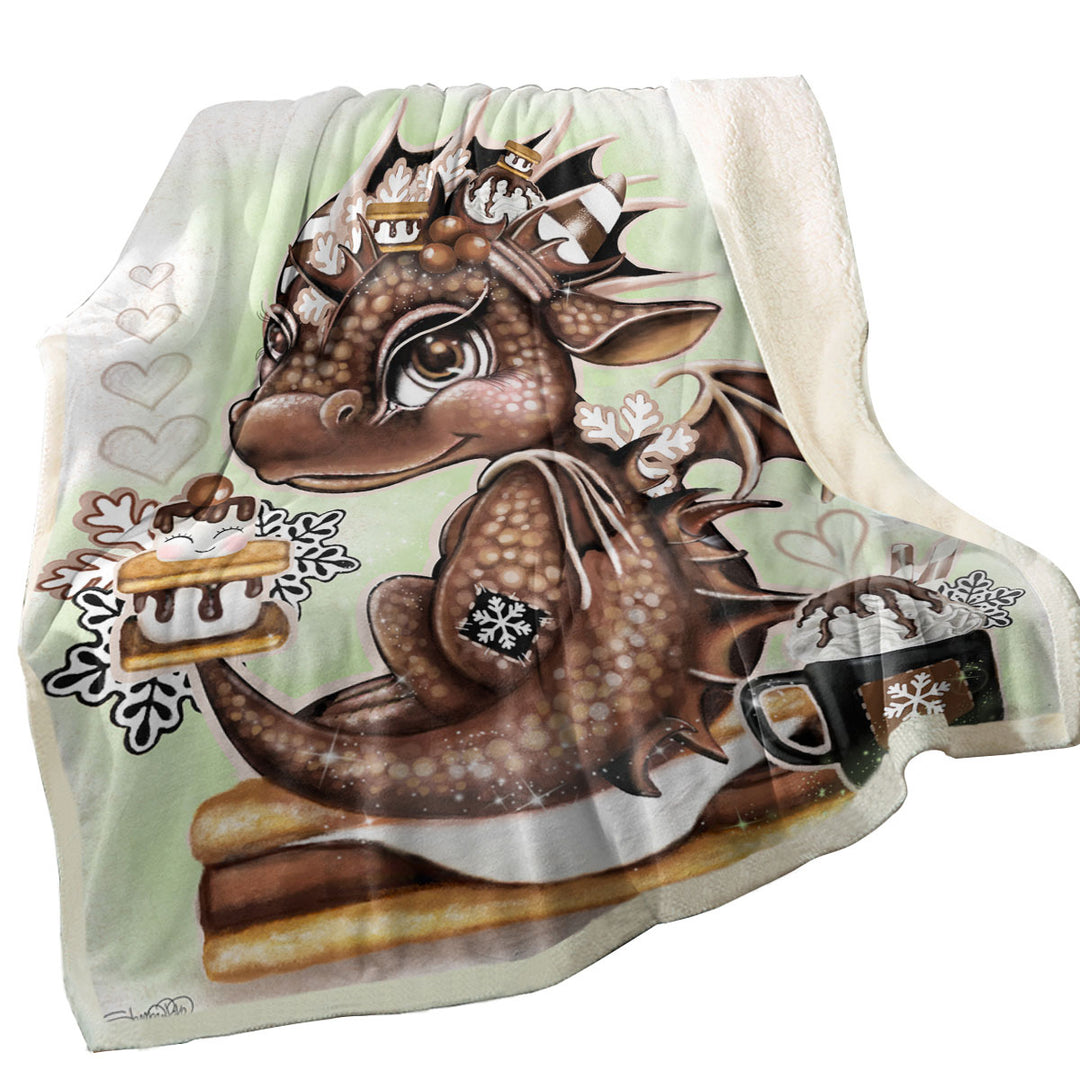 Cute Throw Blankets for Boys Hot Chocolate and Smores Lil Dragon