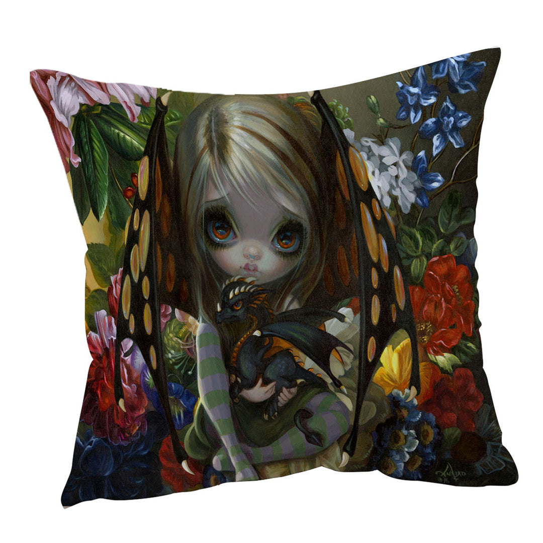 Cute Throw Cushions Little Fairy and Flower Dragonling