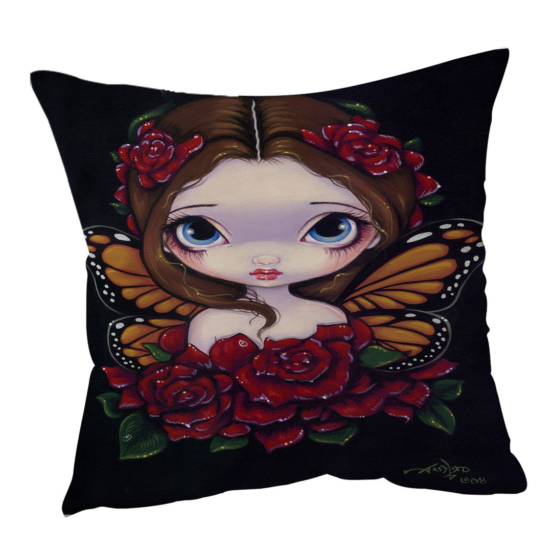 Cute Throw Pillows Girls Painting the Butterfly Rose Fairy