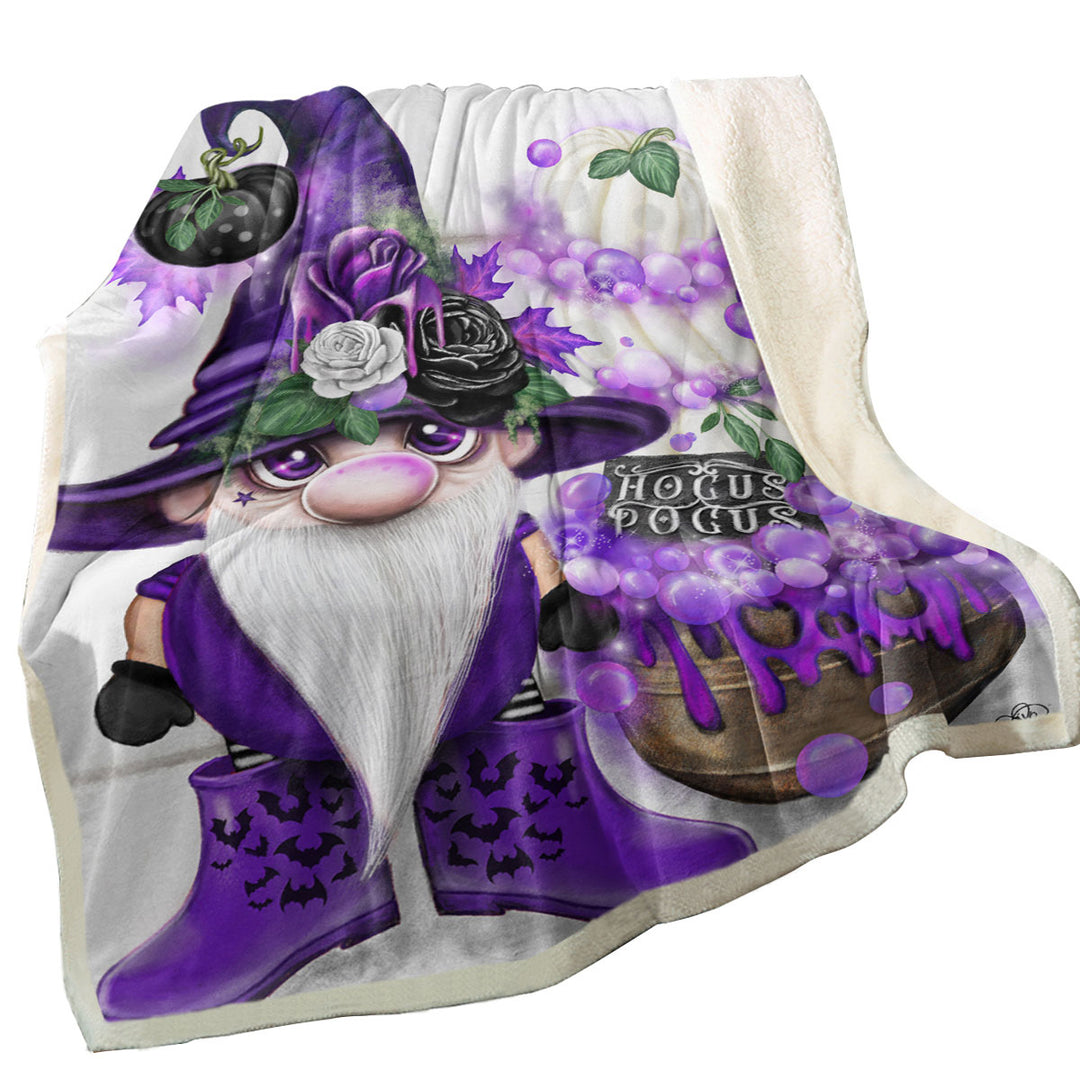 Cute Throws Purple Autumn Lil Gnome Hocus Pocus