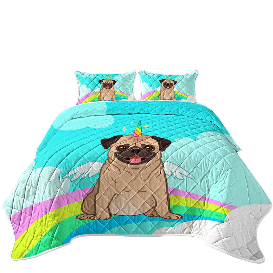 Cute Unicorn Pug Coverlet