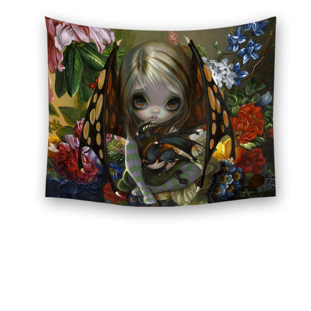 Cute Wall Art Prints Little Fairy and Flower Dragonling