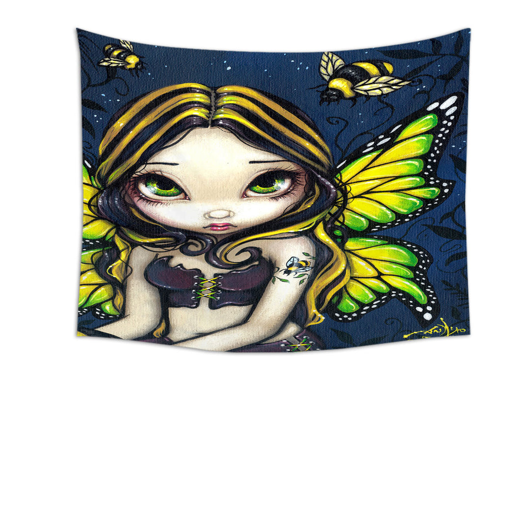 Cute Wall Decor Art Bumblebee Tattoo on Butterfly Fairy Tapestry