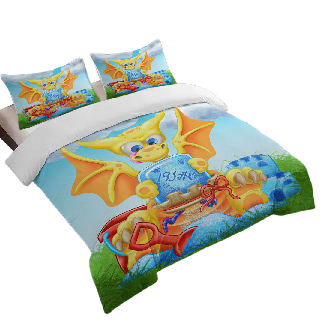 Cute Yellow Dragon for Kids Duvet Cover