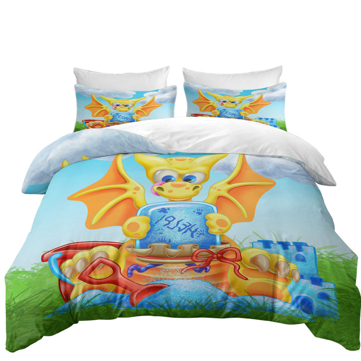 Cute Yellow Dragon for Kids Duvet Covers