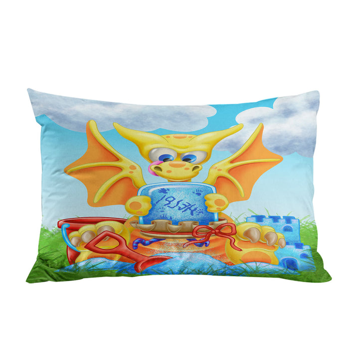 Cute Yellow Dragon for Kids Pillowcase