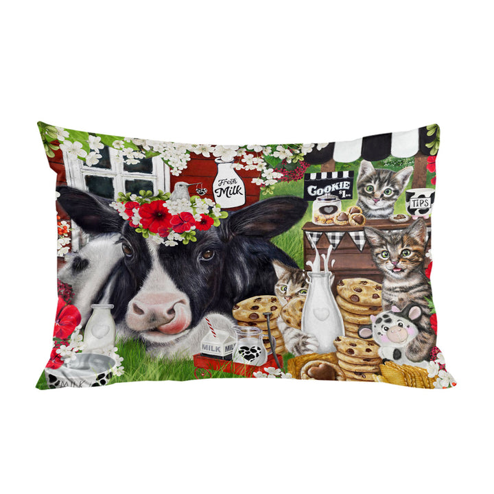 Cute and Funny Cookies Milk Cow and Kitties King Pillow Cases