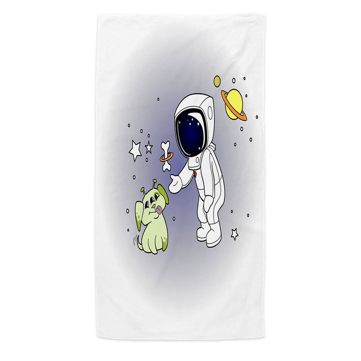 Cute and Funny Pool Towels with Astronaut and Alien Dog