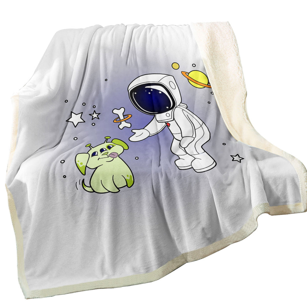 Cute and Funny Throws with Astronaut and Alien Dog