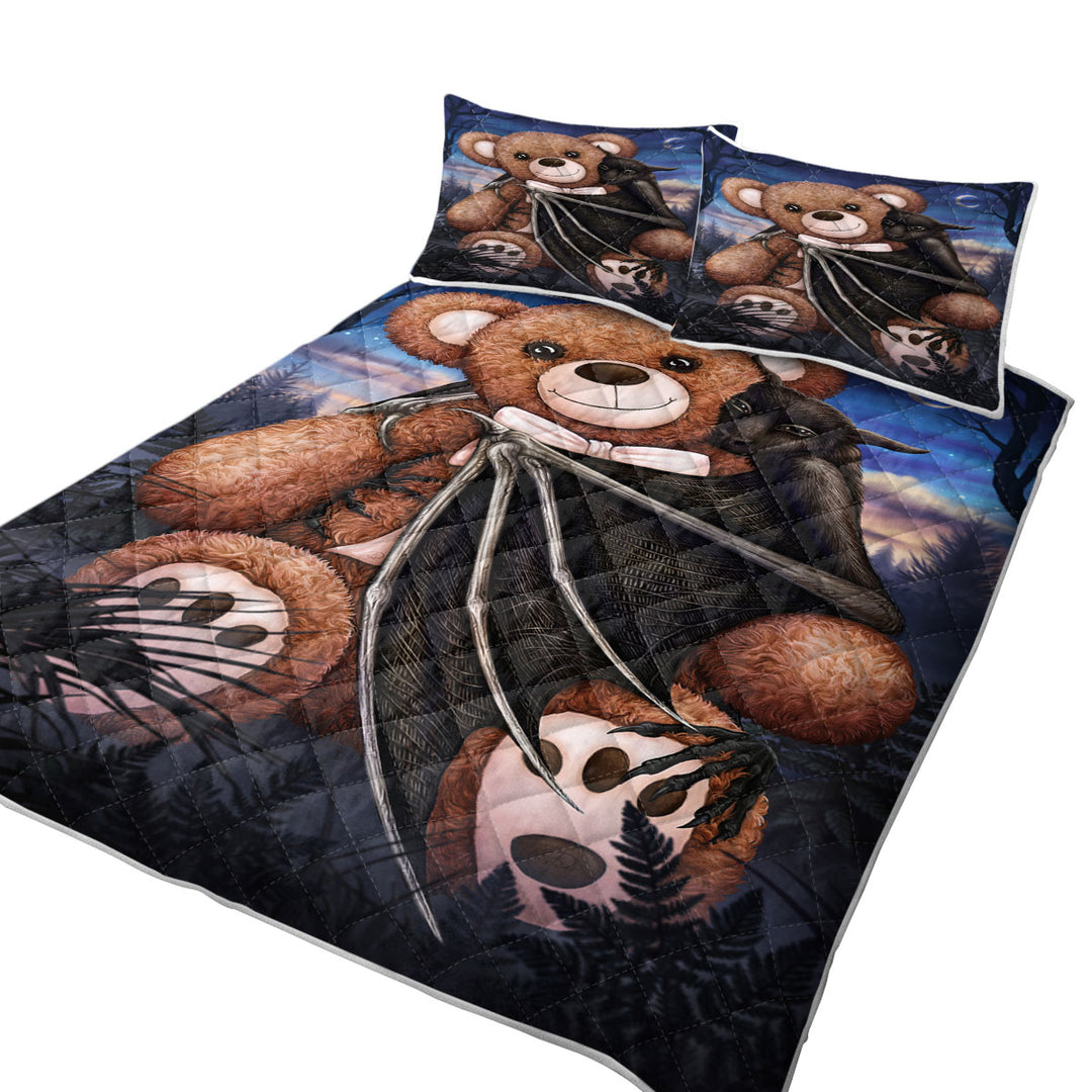 Cute and Scary Bedtime Teddy Bear and Bat Quilts