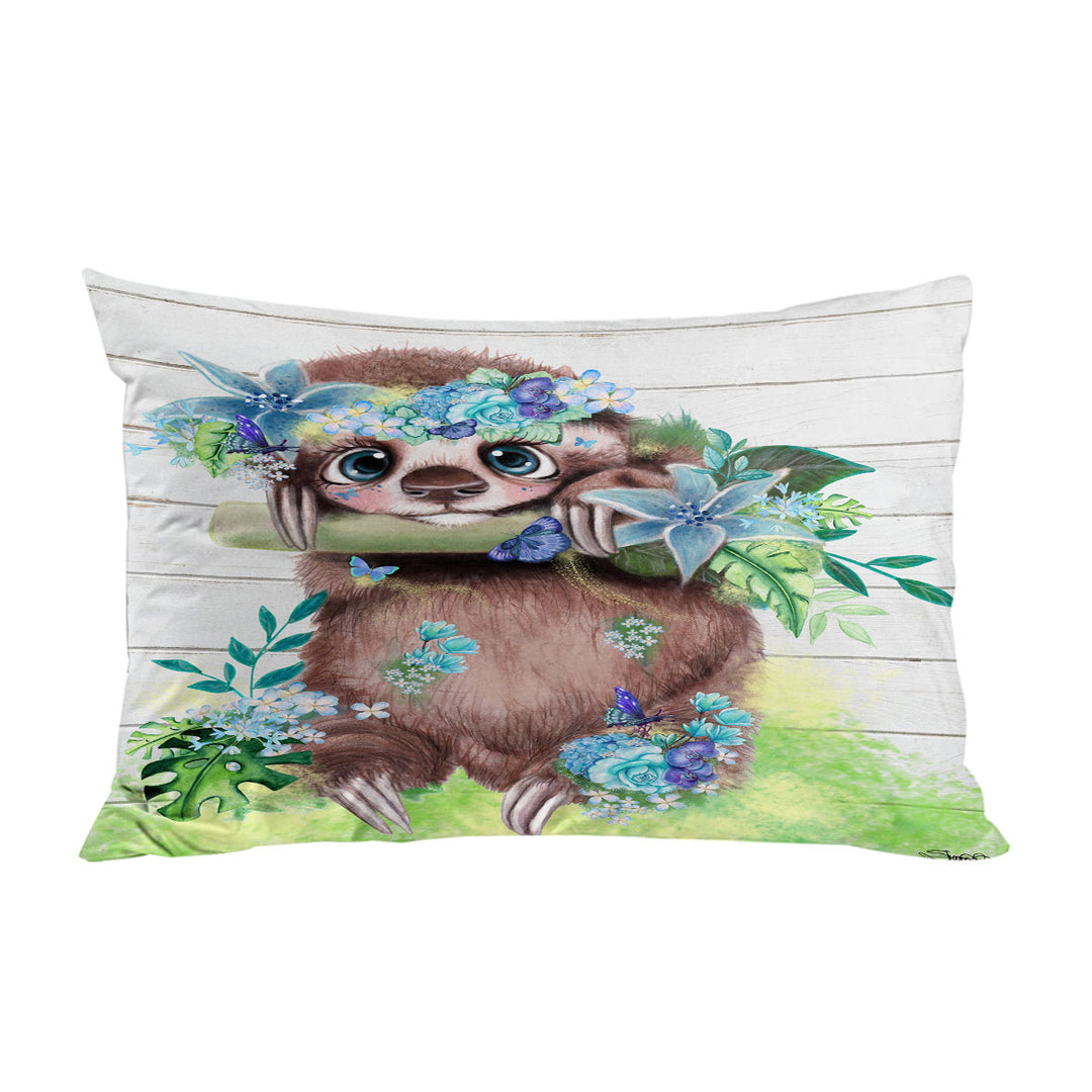 Cute l Just Hanging out Butterfly Sloth Pillowcase