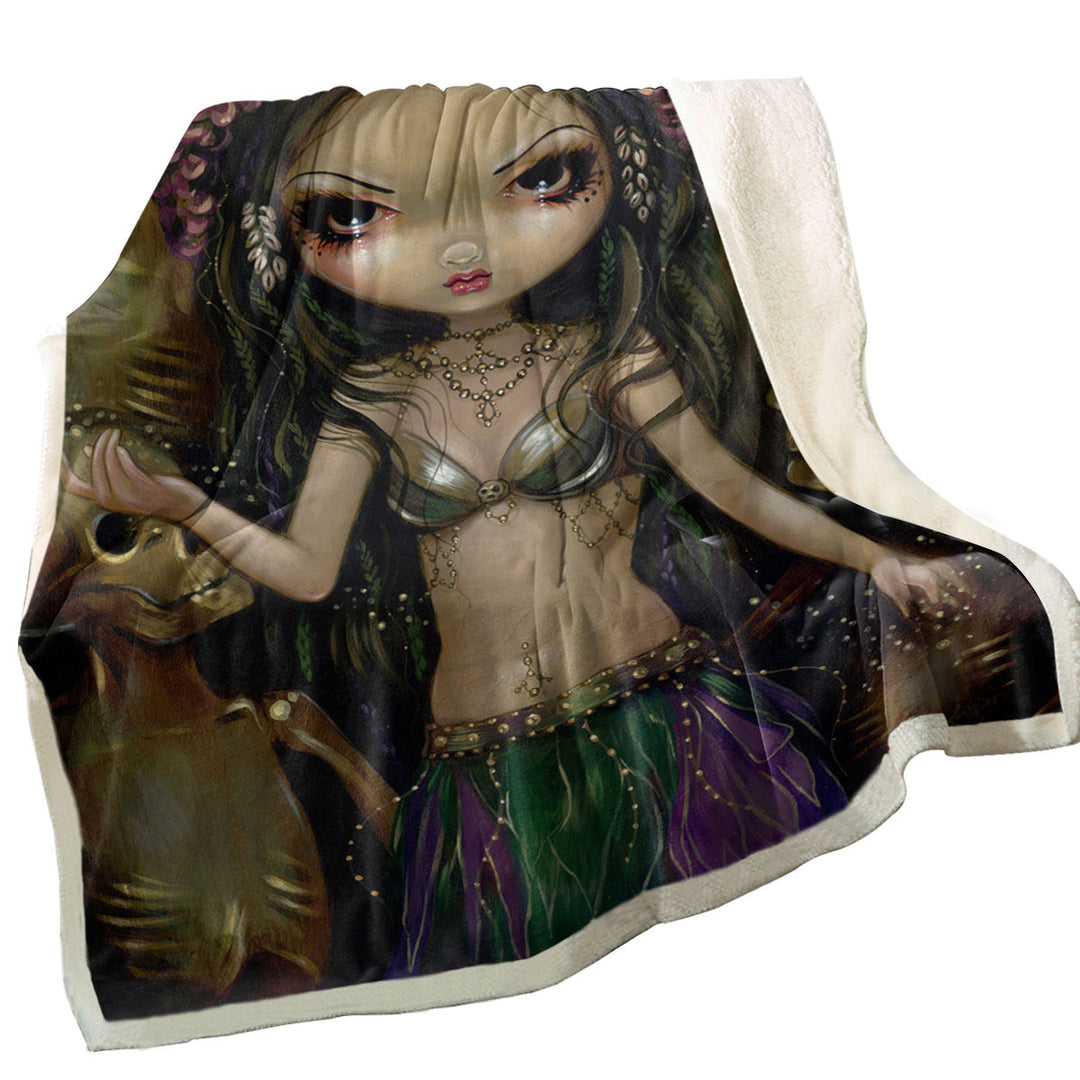 Danse Macabre Tribal Fusion Girl and Skeletons Fleece Blankets