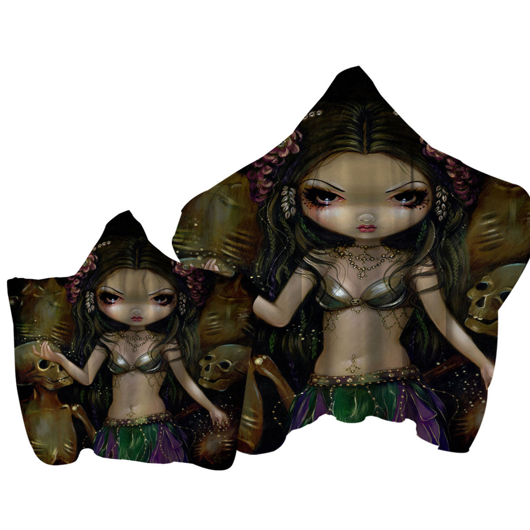 Danse Macabre Tribal Fusion Girl and Skeletons Towel Hoodie