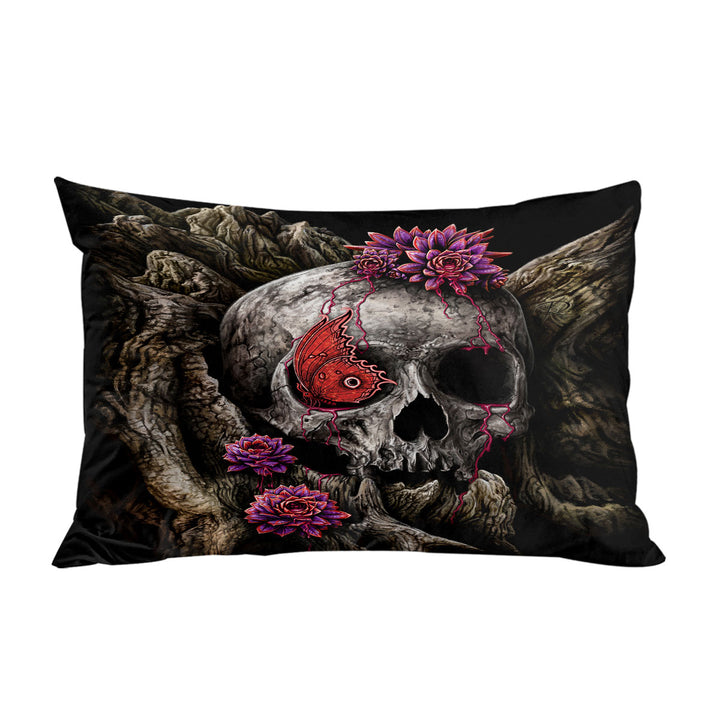 Dark Art A Glance of Evanescence Red Butterfly and Skull Pillow Cases