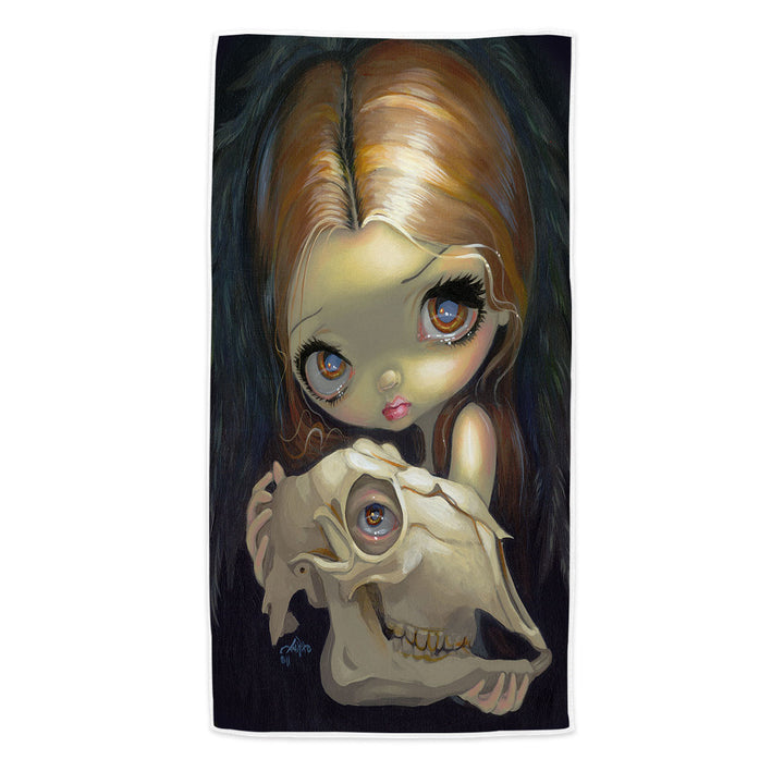 Dark Art Alchemical Angel and Skull Beach Towel