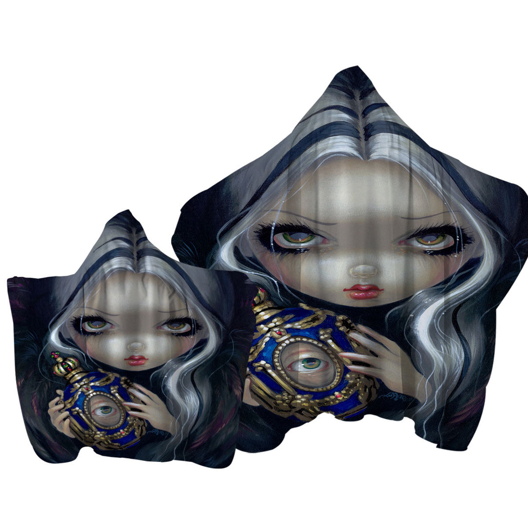 Dark Art Alchemical Angel and Witched Vase Towel with Hood