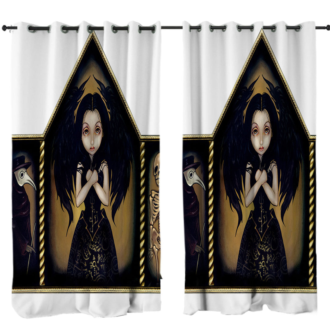 Dark Art Alchemy Angel Plague Mask Skelton Curtains for Living Room