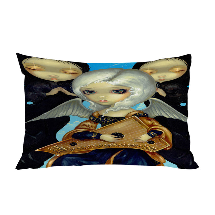 Dark Art Angel with a Psaltery Bed Covers