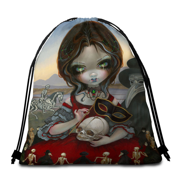 Dark Art Beach Towel Bags Maiden Carnevale Di Morte