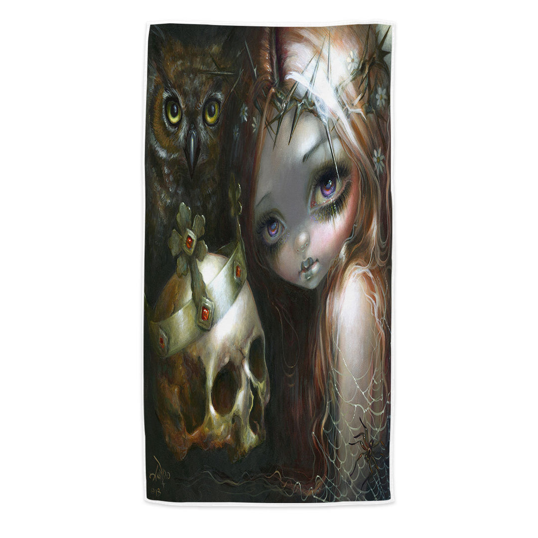 Dark Art Beach Towels with Empire of Dirt Girl and King Skull