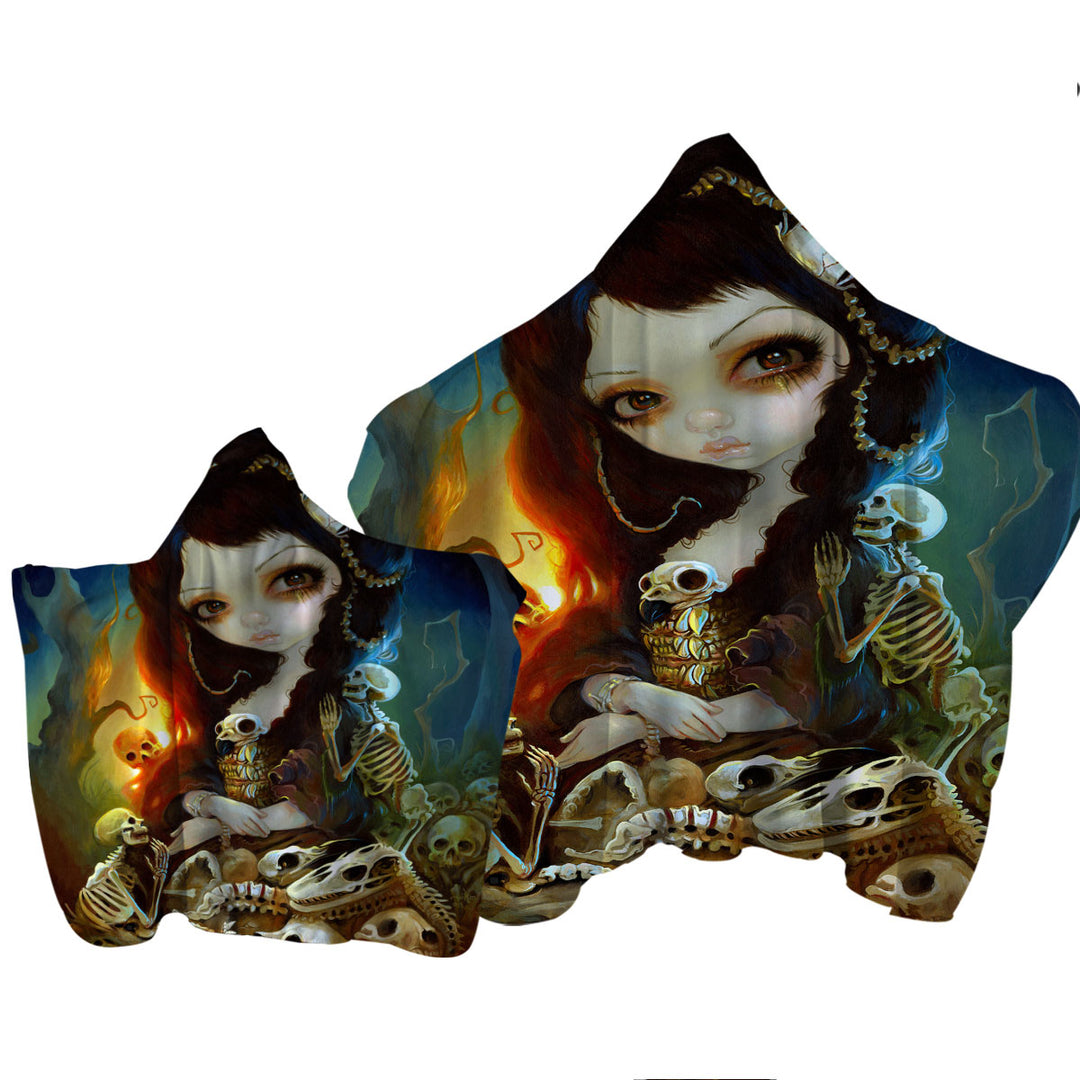 Dark Art Beautiful Princess of Bones Hooded Beach Towel