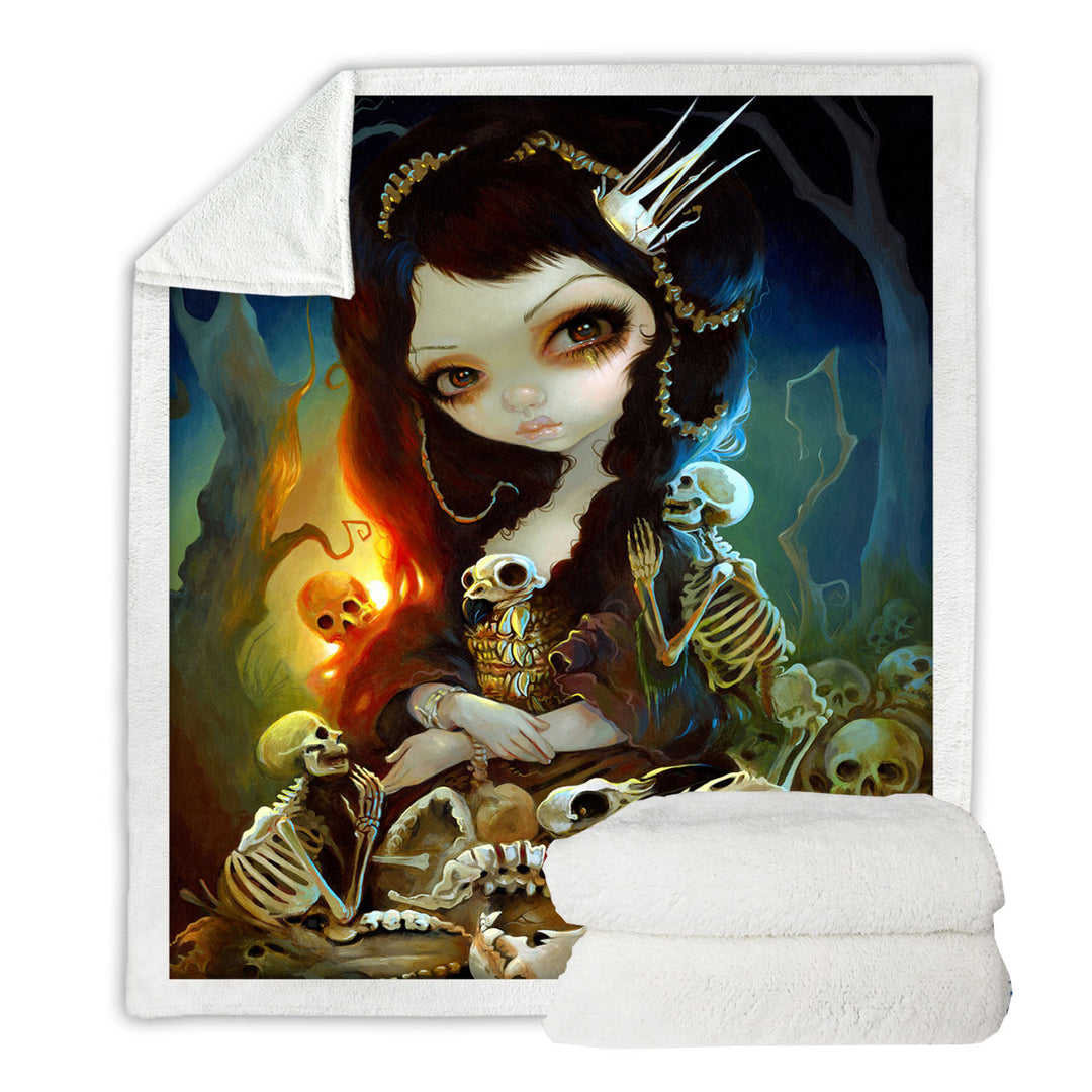 Dark Art Beautiful Princess of Bones Sherpa Blanket