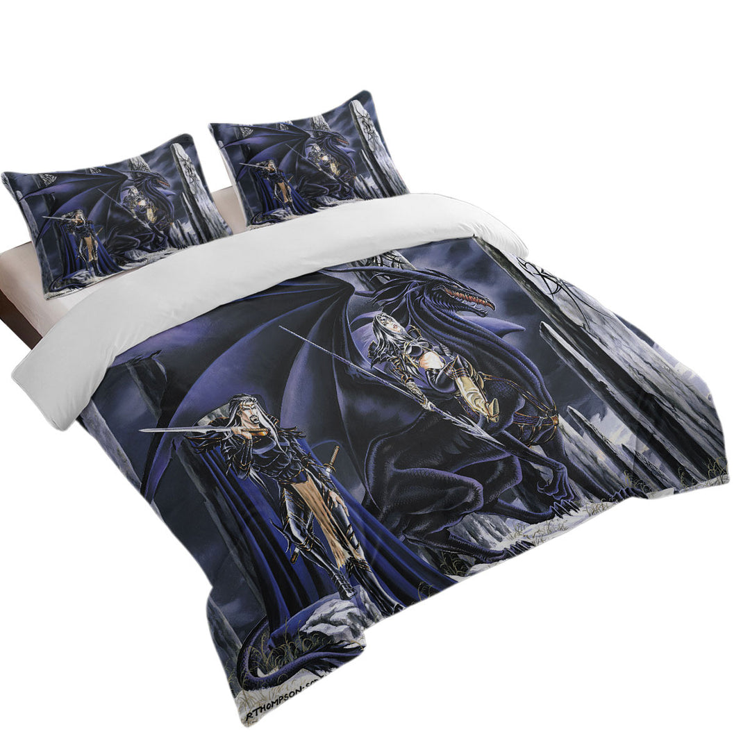 Dark Art Dead of Winter Dragon and Warriors Duvet Cover