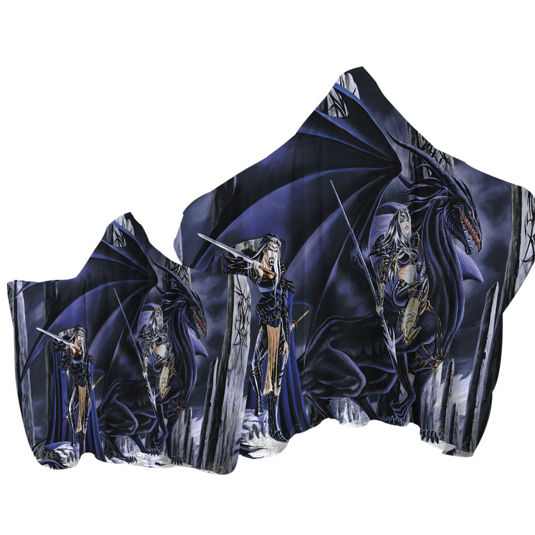 Dark Art Dead of Winter Dragon and Warriors Towel Hoodie