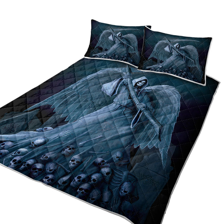 Dark Art Death on a Hold Angel of Death Stone Statue California King Quilt Sets