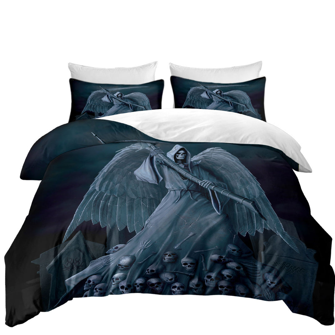 Dark Art Death on a Hold Angel of Death Stone Statue Duvet Covers