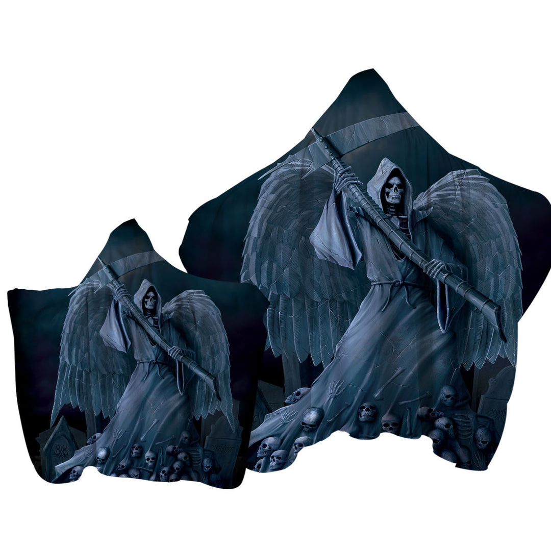 Dark Art Death on a Hold Angel of Death Stone Statue Towel with Hood