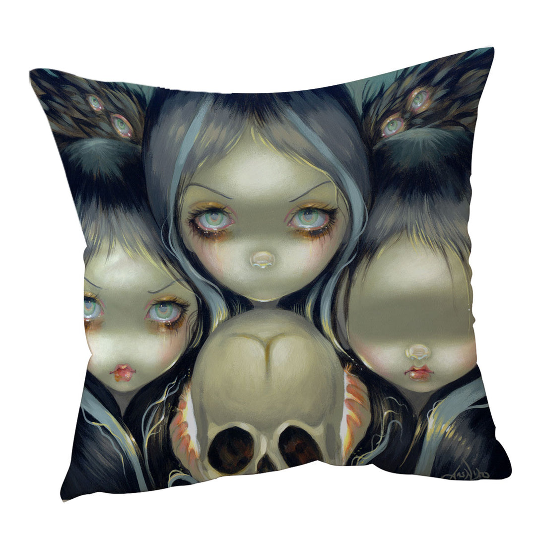 Dark Art Decorative Cushions Senseless Prophecy Missing a Key Sense