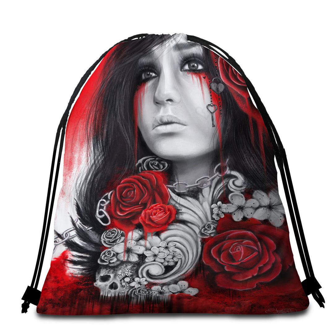 Dark Art Freed Beautiful Gothic Girl Beach Towel Pack