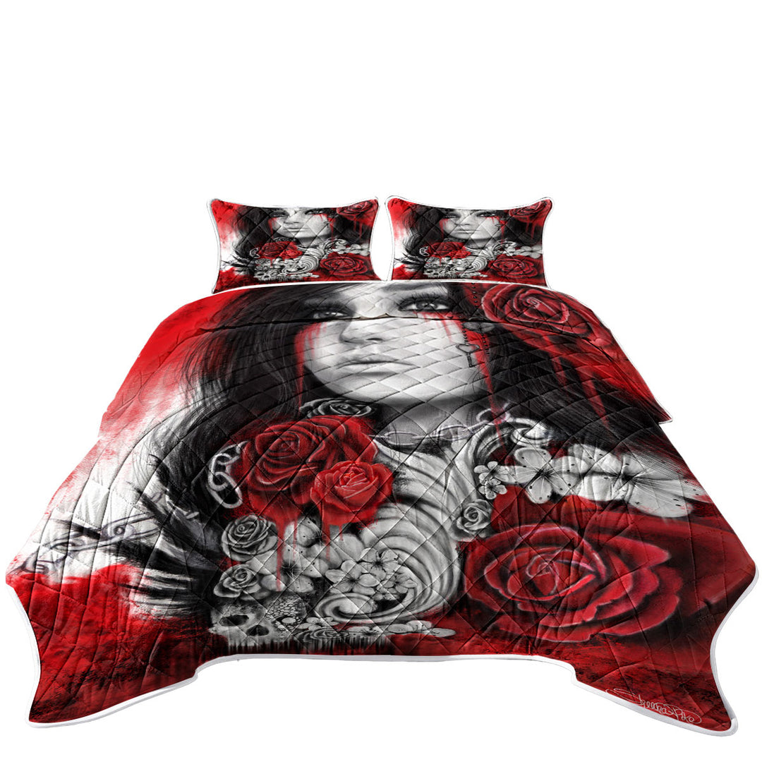 Dark Art Freed Beautiful Gothic Girl California King Quilt Sets