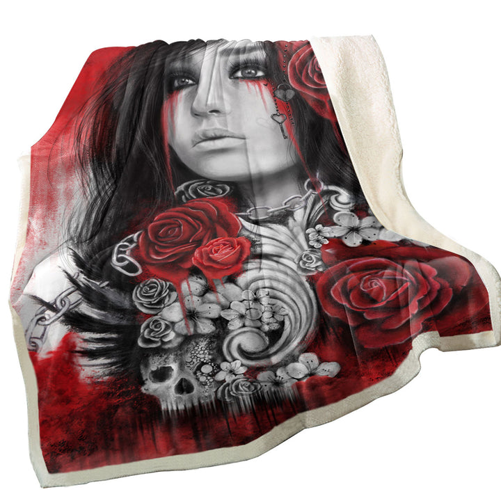 Dark Art Freed Beautiful Gothic Girl Fleece Blankets