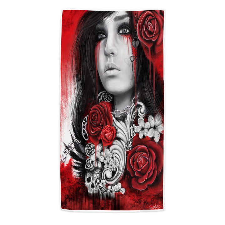 Dark Art Freed Beautiful Gothic Girl Microfiber Beach Towel