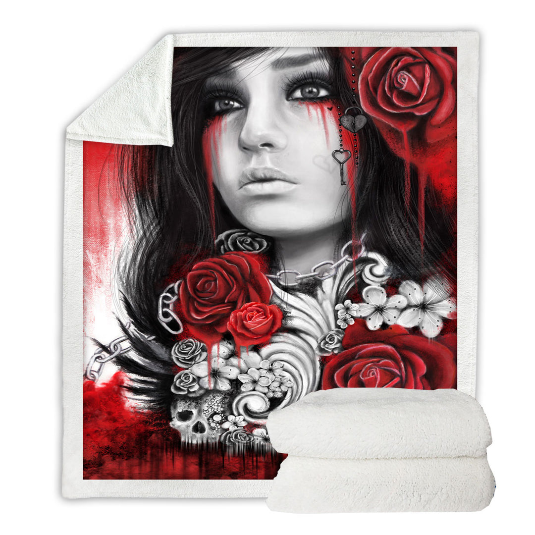 Dark Art Freed Beautiful Gothic Girl Throws