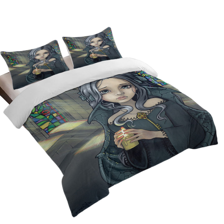 Dark Art Goth Alannah the Cathedral Caretaker Girl Duvet Cover sale