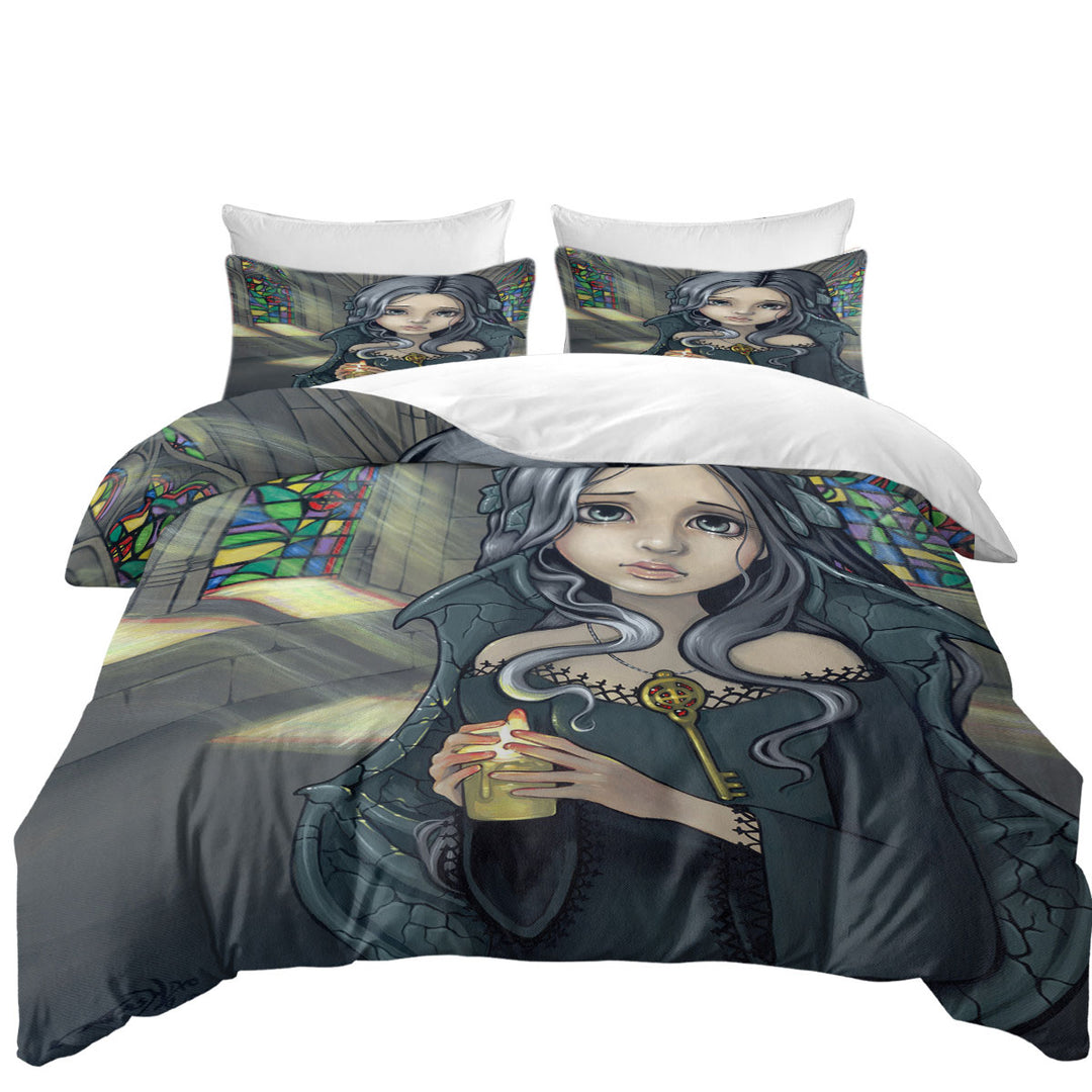 Dark Art Goth Alannah the Cathedral Caretaker Girl Duvet Cover set