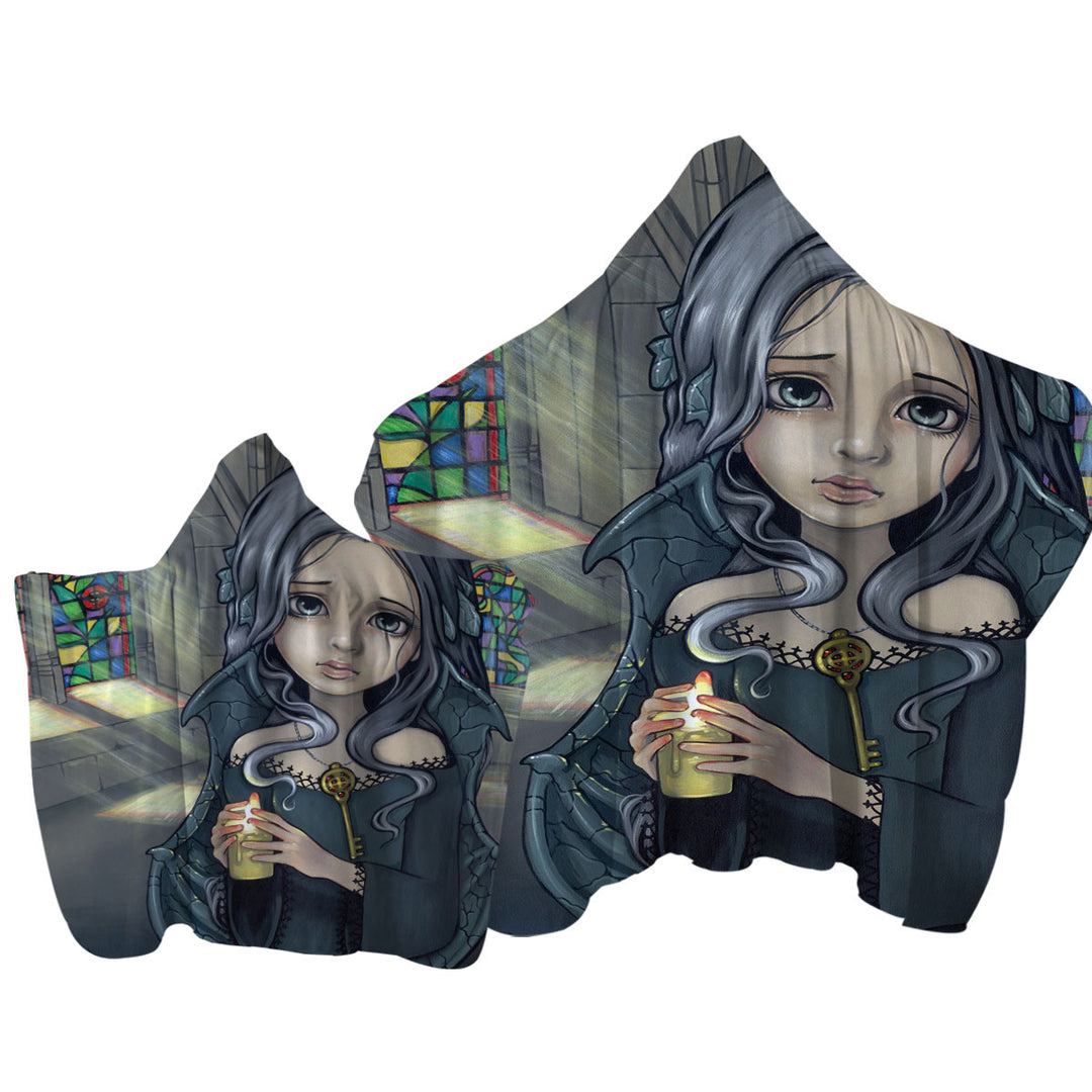 Dark Art Goth Alannah the Cathedral Caretaker Girl Towel with Hood