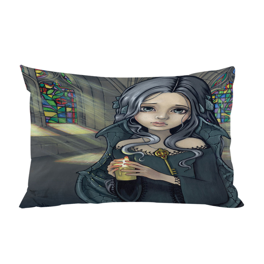 Dark Art Goth Alannah the Cathedral Caretaker Girl throw pillow case covers