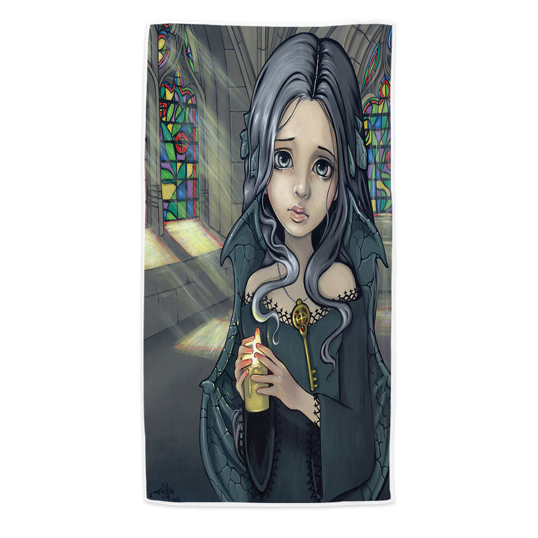 Dark Art Goth Swims Towel Alannah the Cathedral Caretaker Girl